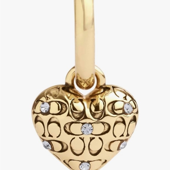 Coach Gold Heart Earrings with Silver Accents - Picture 2 of 3